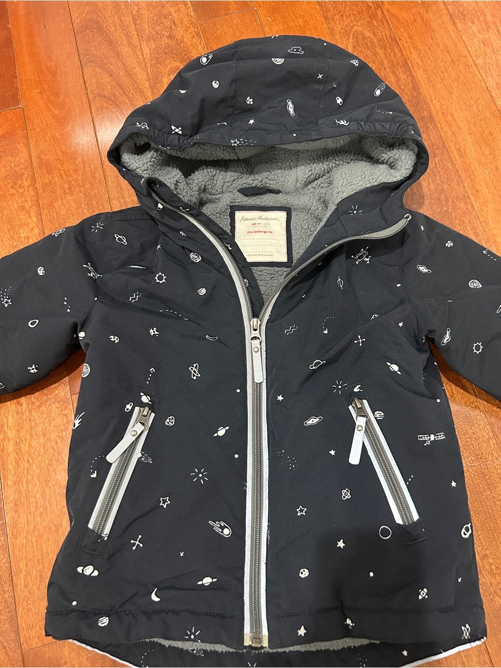 Hanna Andersson Black Space-Print Hooded Jacket